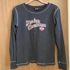 Harley Davidson long sleeve shirt charcoal and pink size L